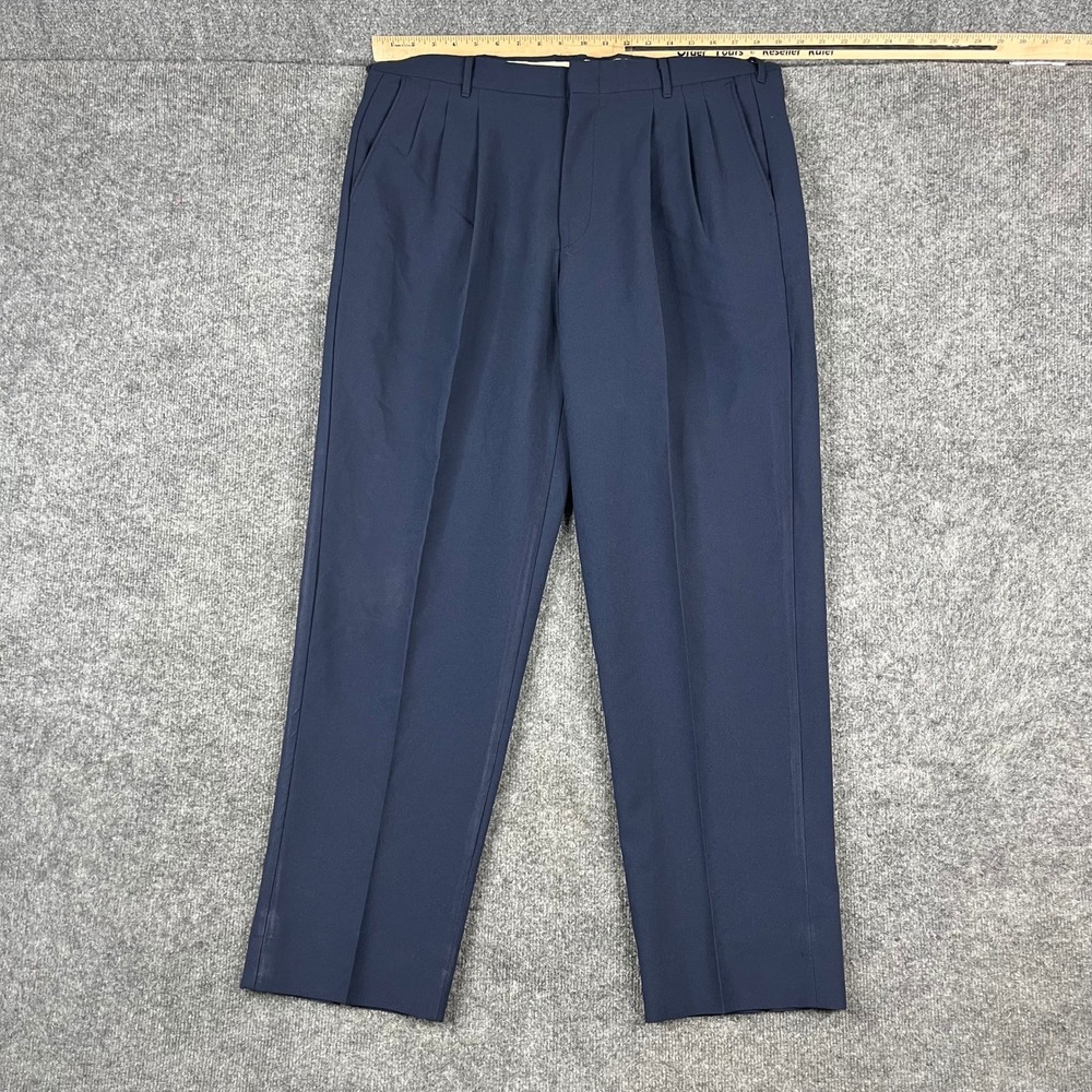 Street Smart Dress Pants Mens‎ Size 38x29 Navy Blue Pleated Classic Made in USA